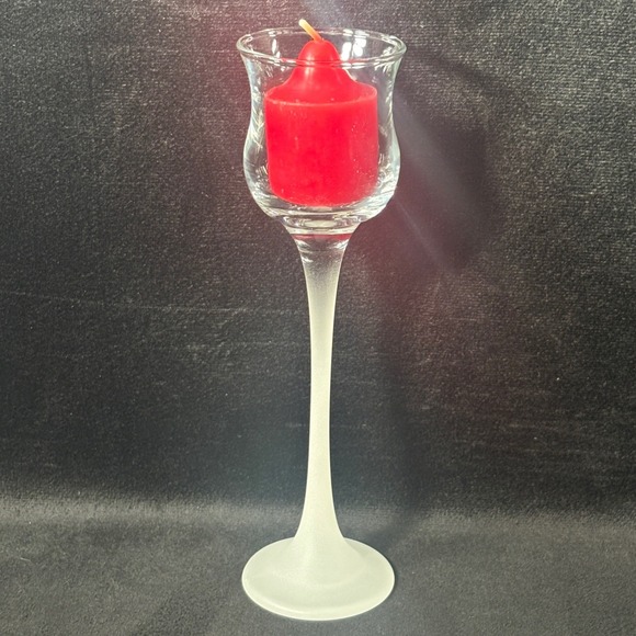 PartyLite Iced Crystal Frosted Stemmed Trio Set Glass Votive Candle Holders - Picture 2 of 7